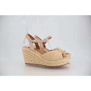 Gentle Souls Nomi Raffia Espadrille Sandal Womens Size 6.5 Beige Wedge Slingback